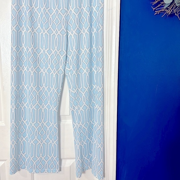 Women’s Via Ritina Blue & White Polyester & Spandex Lattice Print Pants Size XL - Picture 3 of 8